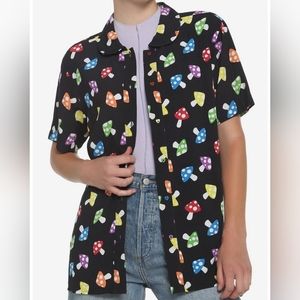 Rainbow Mushroom Girls Resort Woven Button-Up